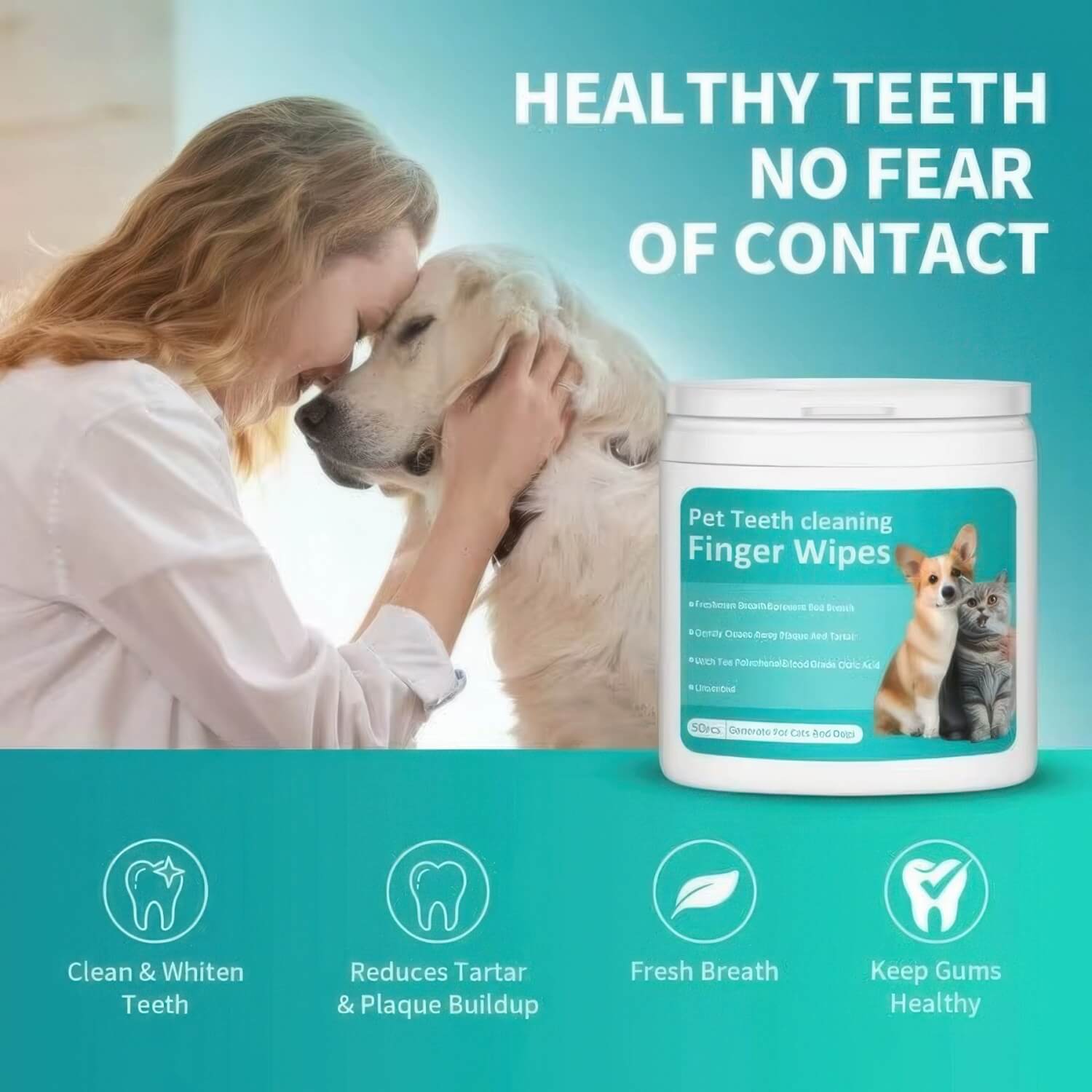 Dog Dental Wipes – For daily maintenance & fresh breath without the brush fight